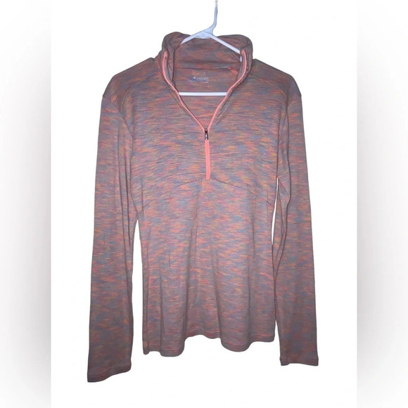 Columbia Fleece Pullover Jacket 1/2 Zip Neon Pink Striped Patterned Size Small - Picture 1 of 8